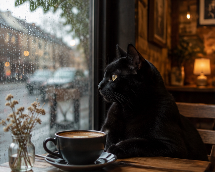 黒猫カフェの看板猫