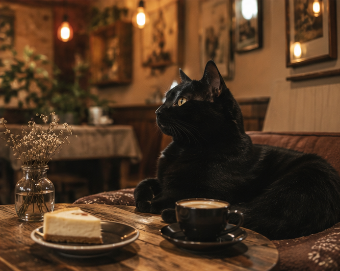 黒猫カフェの看板猫